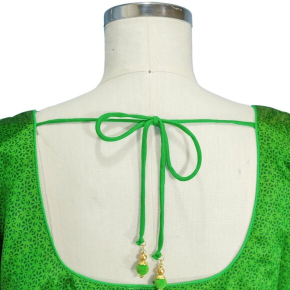 Custom Made Green Silk Saree Blouse - Size Large - Pre-owned - Picture 3 of 4